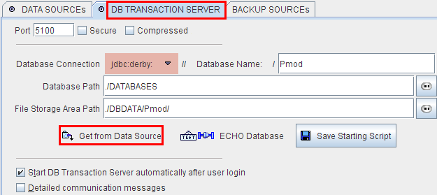 Transaction Server Configuration