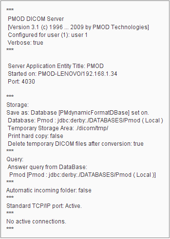 DICOM Server Summary Dialog