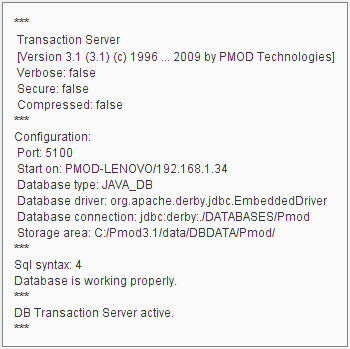 PMOD Transaction Server Summary