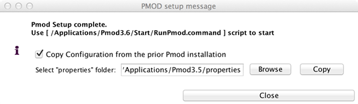 PMOD Installation Confirmation Mac
